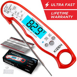 Kizen Instant Read Meat Thermometer - Best Waterproof Ultra Fast Thermometer with Backlight & Calibration.