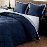 downluxe Lightweight Solid Comforter Set (Twin) with 1 Pillow Sham - 2-Piece Set - Blue and Sapphire - Down Alternative Reversible Comforter