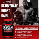 Tribulus Terrestris Extract Powder - Testosterone Booster with Estrogen Blocker - 45% Steroidal Saponins 1500mg - Arazo Nutrition USA