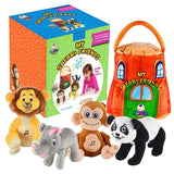 Gift for 1-5 year old EDUCATIONAL Plush Toy Talking Animal Set, Stuffed Animals, Elephant Monkey Lion & Panda Baby