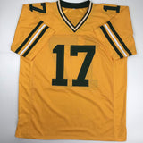 Autographed/Signed Davante Adams Green Bay Yellow Color Rush Football Jersey