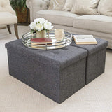 Foldable Tufted Storage Bench Ottoman Footrest Chest Coffee Table Trunk, 2-Pack, Charcoal Gray