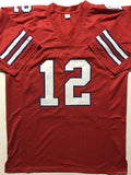 Autographed/Signed Jim Kelly Buffalo Red Football Jersey JSA COA