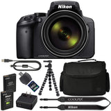 Nikon COOLPIX P900 Digital Camera: with 83x Optical Zoom and Built-in Wi-Fi(Black) + 64GB 1200X SDXC Card + 2 EN-EL23 Batteries + Case