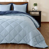 downluxe Lightweight Solid Comforter Set (Twin) with 1 Pillow Sham - 2-Piece Set - Blue and Sapphire - Down Alternative Reversible Comforter