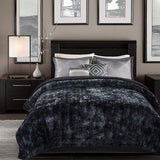 Chanasya Faux Fur Bed Blanket | Super Soft Fuzzy Light Weight Luxurious Cozy Warm Fluffy Plush Hypoallergenic Throw Blanket (Twin) - Black