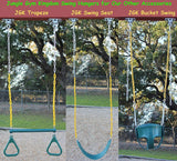 Jungle Gym Kingdom Heavy Duty Swing Hangers Playground Porch Yoga Seat Trapeze Wooden Sets Indoor Outdoor | 2400 lb Capacity | Locking Snap Hooks