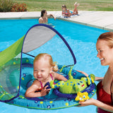 SwimWays Baby Spring Float Activity Center with Canopy - Inflatable Float for Children with Interactive Toys and UPF Sun Protection -  Octopus