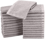 AmazonBasics Terry Cotton Washcloths - Pack of 24, Grey