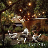 Commercial Grade Outdoor String Lights with 15 Hanging Sockets - 48 Ft Black
