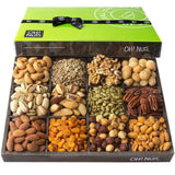 Oh! Nuts 12 Variety Mixed Nut Gift Basket, Holiday Freshly Roasted Healthy Gourmet Snack Gifts| Premium Wood Tray | Prime Christmas Food Baskets