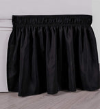 Biscaynebay Wrap Around Bed Skirts Elastic Bed Ruffles, Easy Fit Wrinkle Silky Luxurious Tectured Fabric, Black Full and Twin Sizes 15 Inches Drop